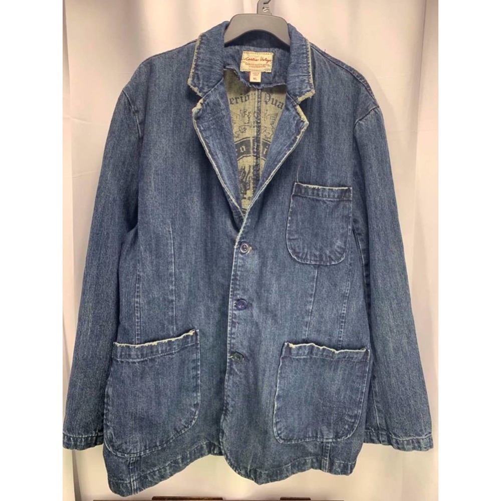 Castro Vintage Distressed Jean Jacket With Crescent Moon Cityscape Graphic XL - Picture 2 of 12